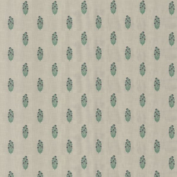 KALIKA: HEATHER TEAL - Embroidery Fabric for Curtains Online in India