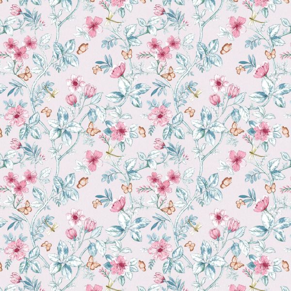 ANEMONE: CAPRI ROSE - Classic Floral Printed Fabrics for Curtains, Blinds, Upholstery, Cushions